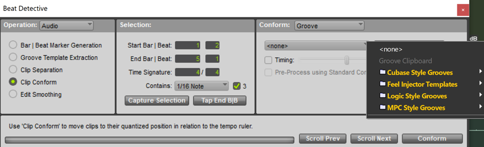 setting groove in pro tools