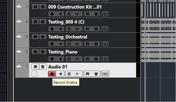 record icon enable track cubase