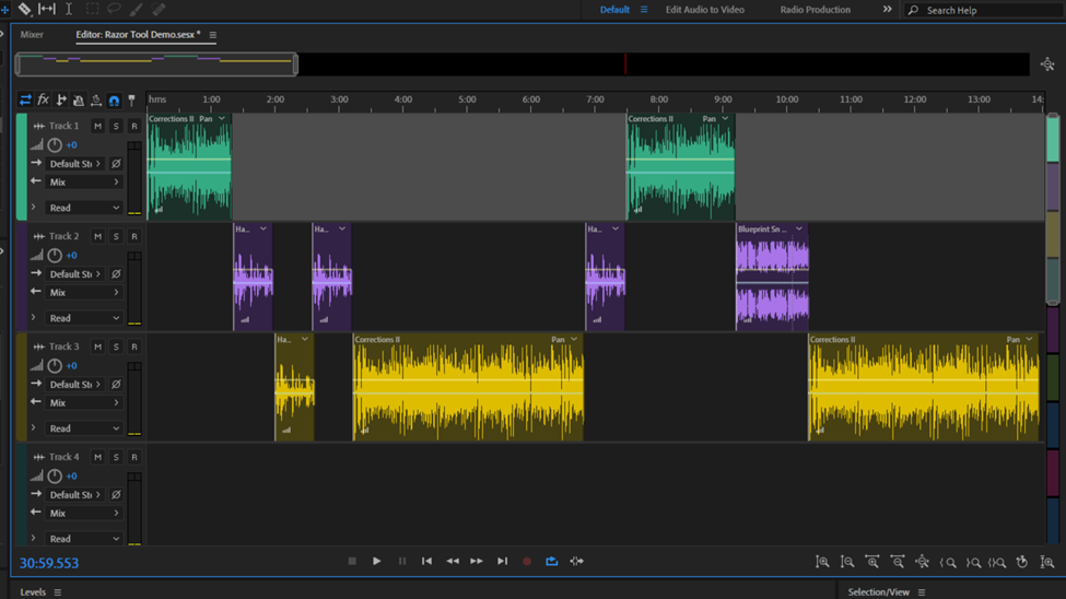 multitrack view in audition