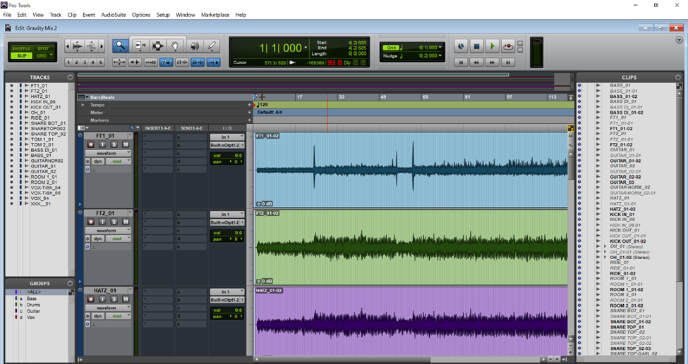 horizontal zoomed in track pro tools