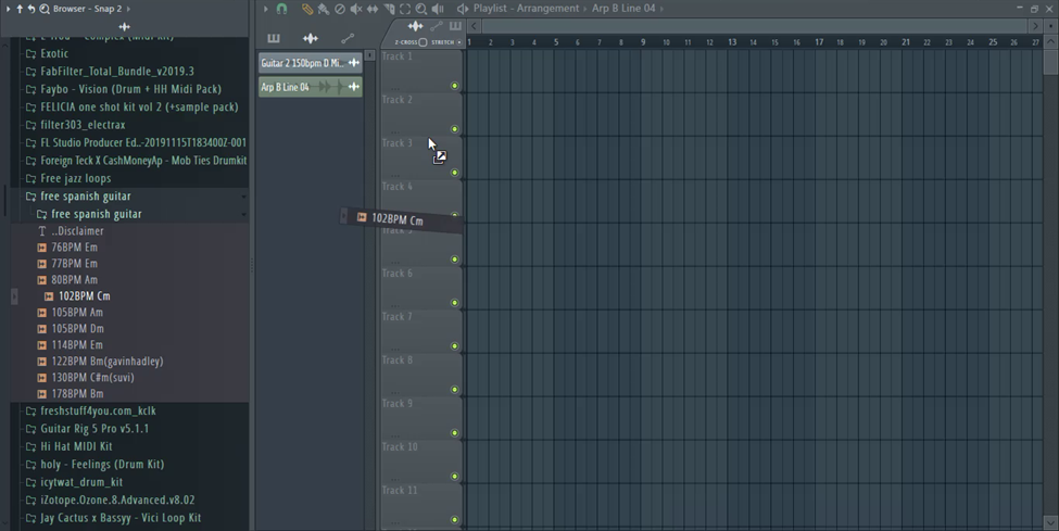 load sample in playlist view FL Studio