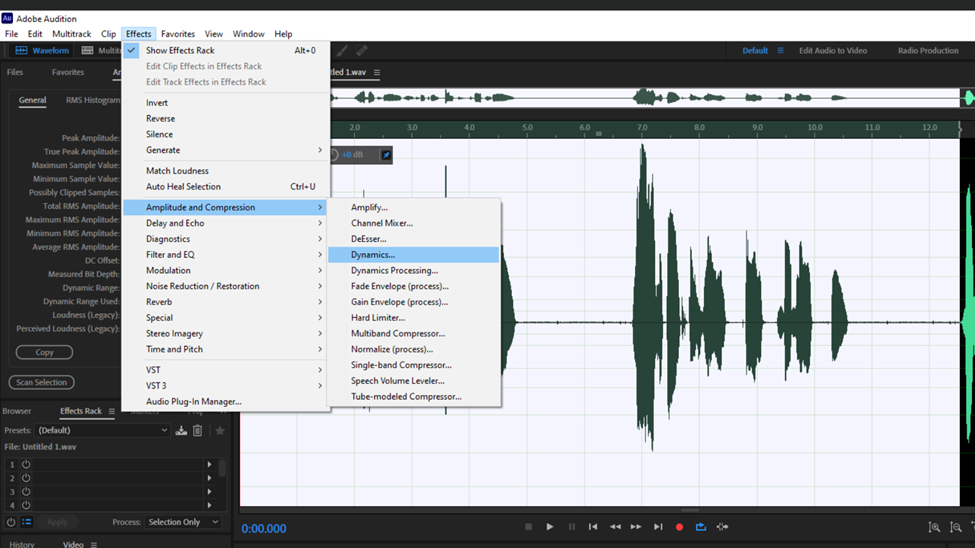 file dynamics in adobe audition
