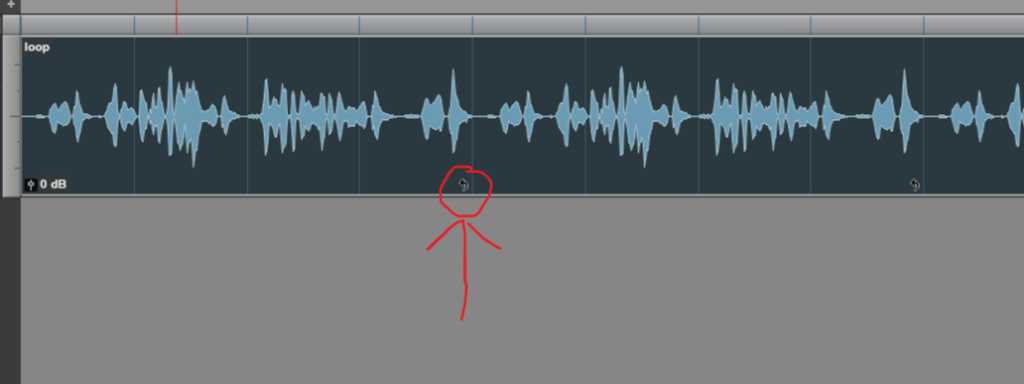 pro tools curved arrow indicates the point at which the clip starts over