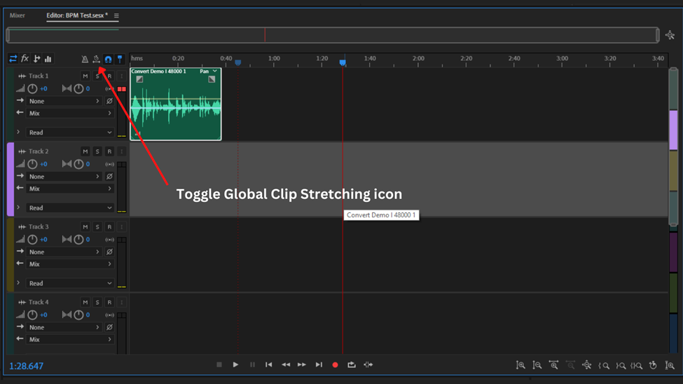 toggle global clip stretching icon adobe audition