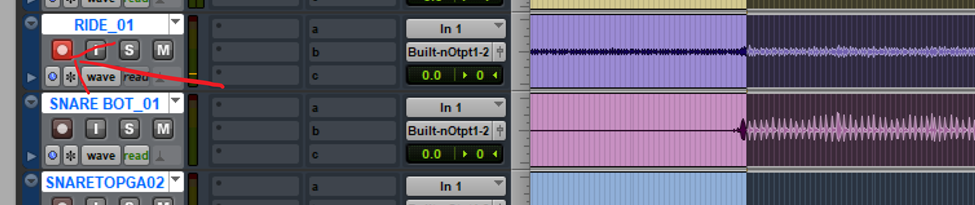 Record Status of Tracks within the Pro Tools Session