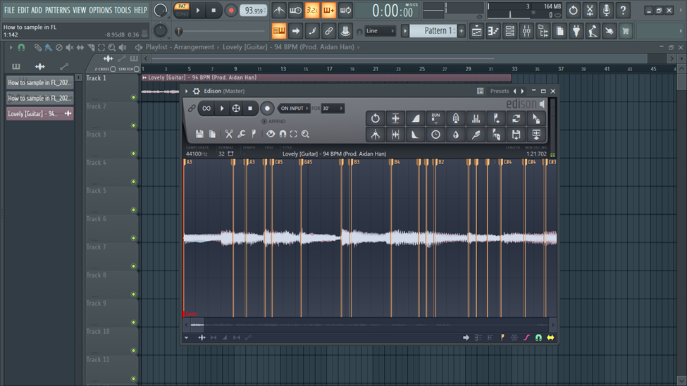 key being placed in the sample fl studio