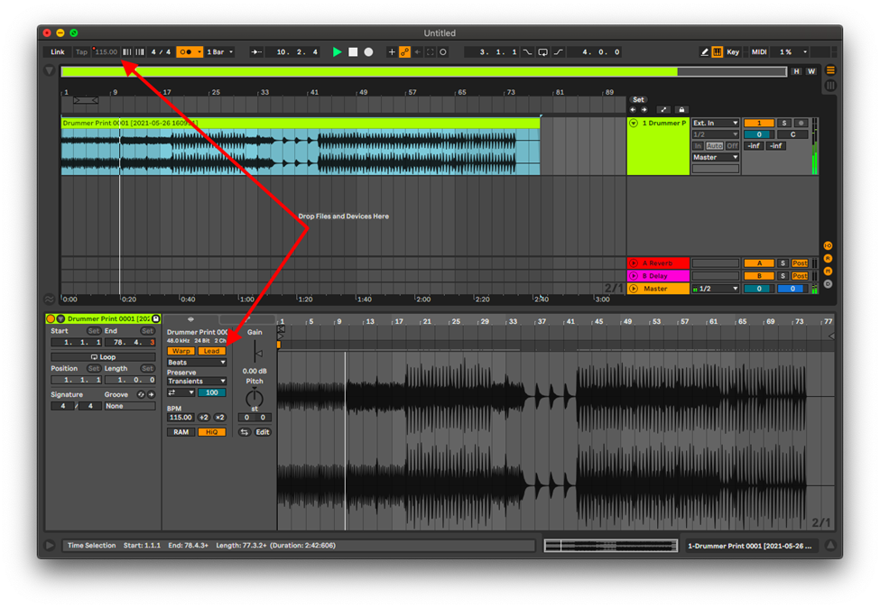 lead on tempo ableton can't change