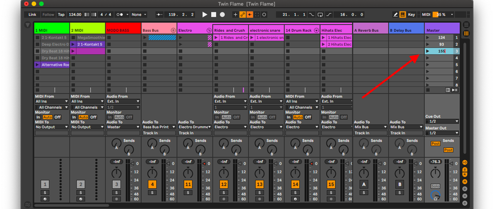 type in preferred tempo changes ableton