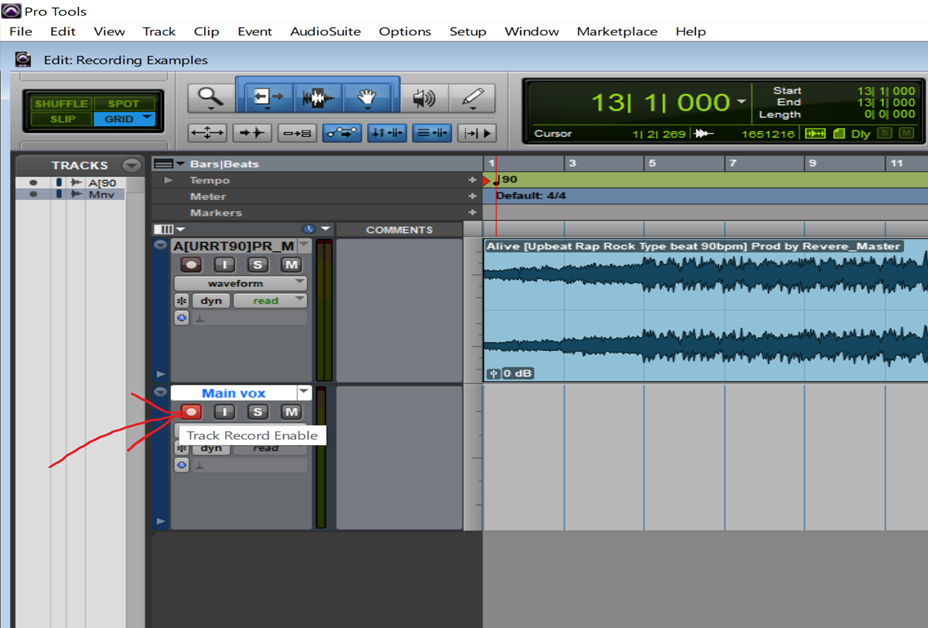 track record enable button pro tools