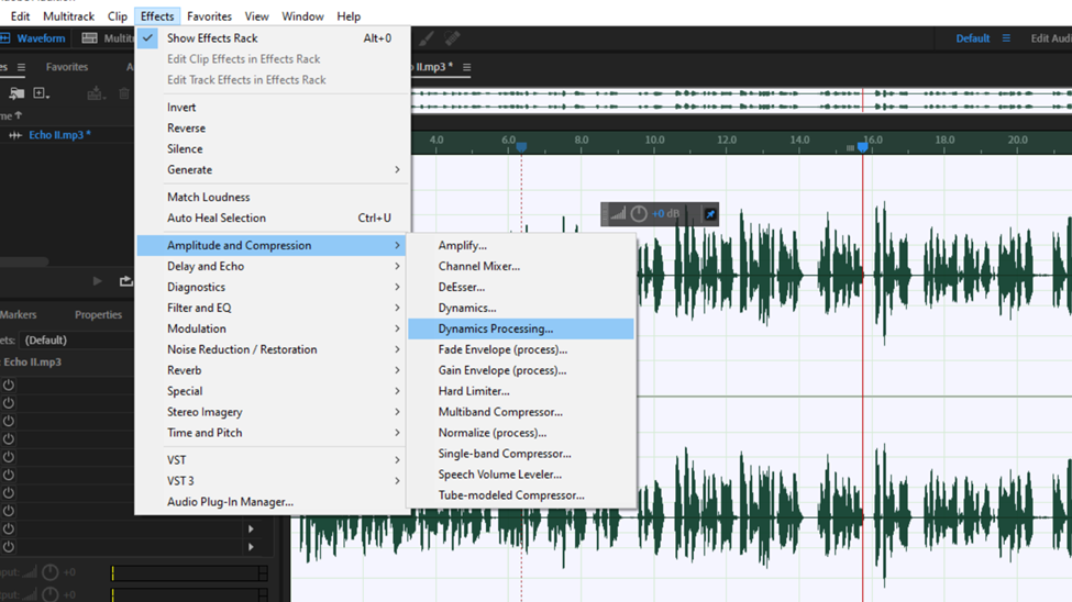 removing and reducing echo adobe audition