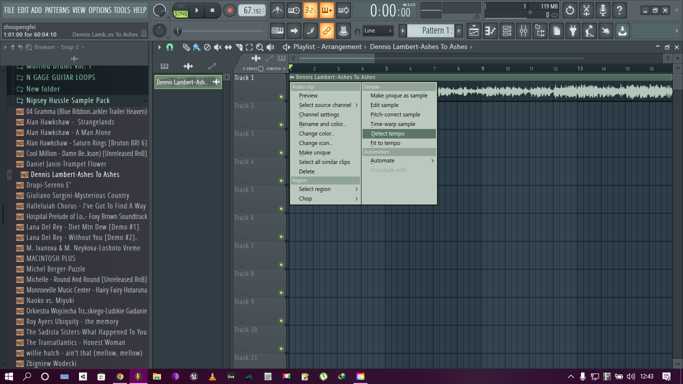 import sample in FL Studio playlist