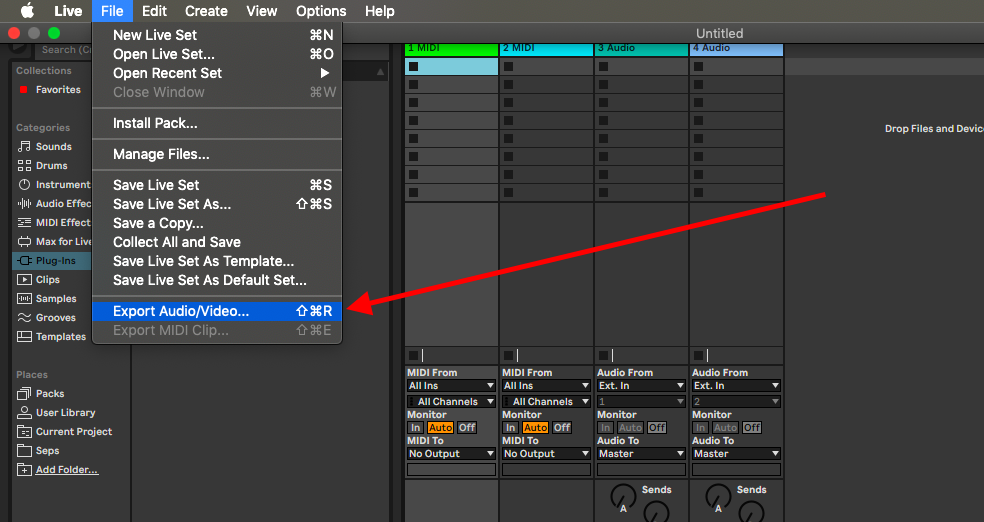 export options ableton