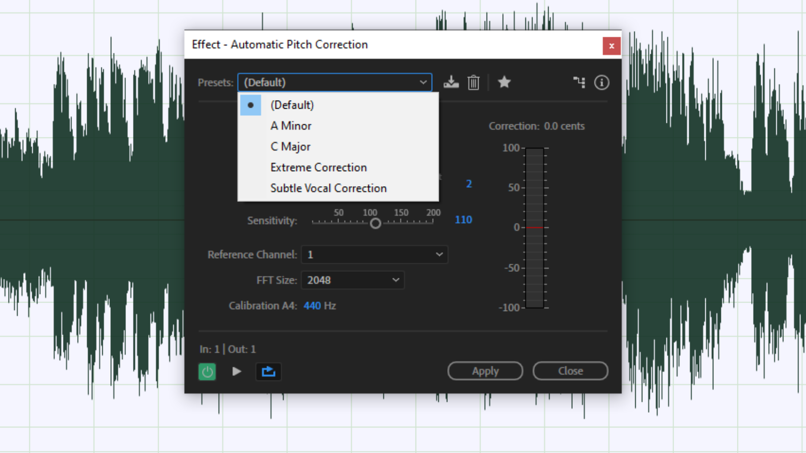 auto pitch correction audition presets