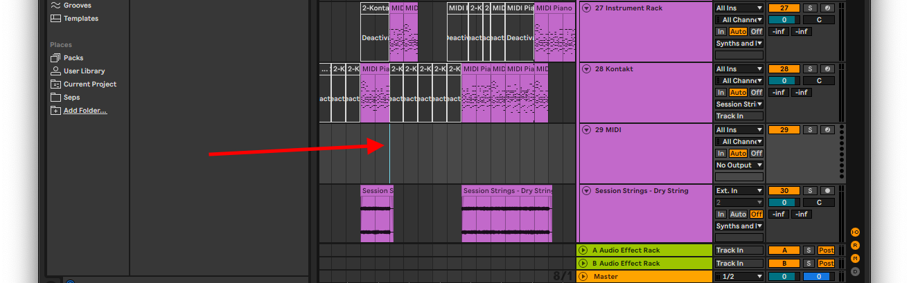 point where import clip ableton