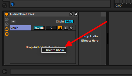 create chain without effects ableton