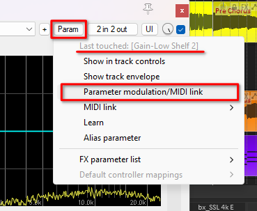 parameter modulation MIDI link REAPER