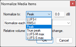 audio parameters to normalize