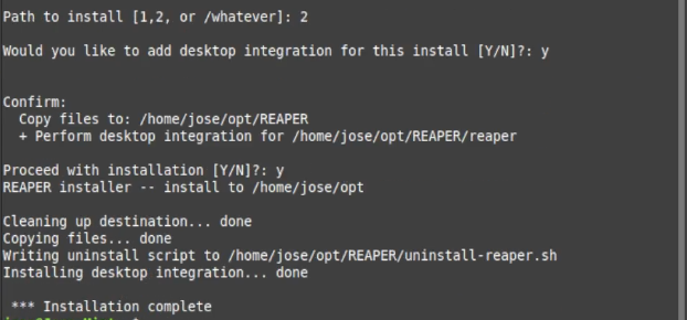 desktop integration and confirming REAPER installation on linux