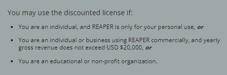 discounted license REAPER