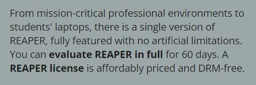REAPER license 60 day free
