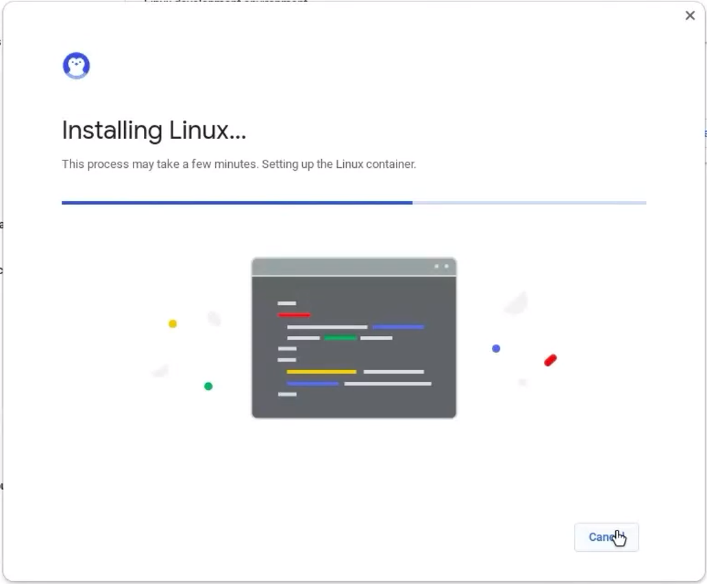 setting up the linux container chromebook