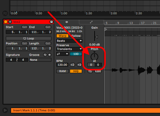 using the pitch parameter ableton