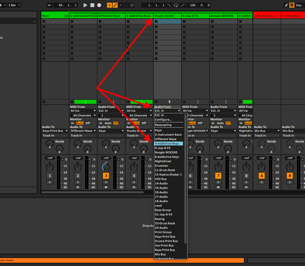 audio form track selection ableton
