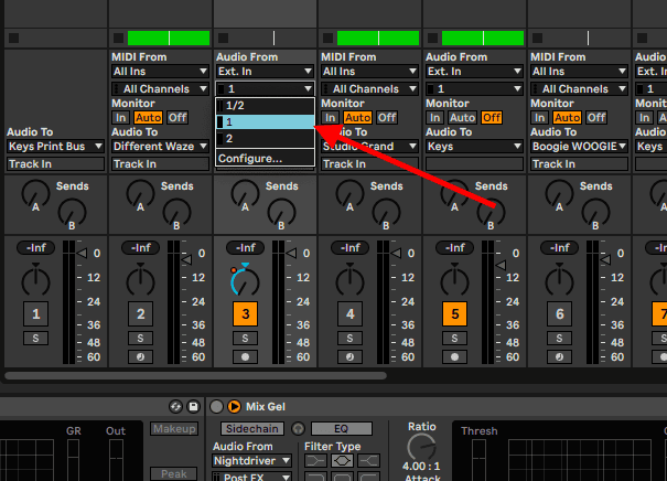 channel input selection ableton