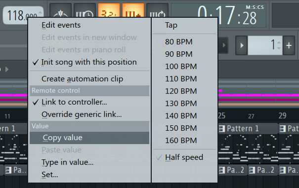 copy tempo value FL Studio