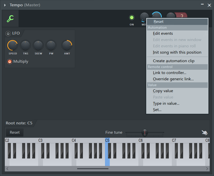 mix max knobs FL Studio tempo automation