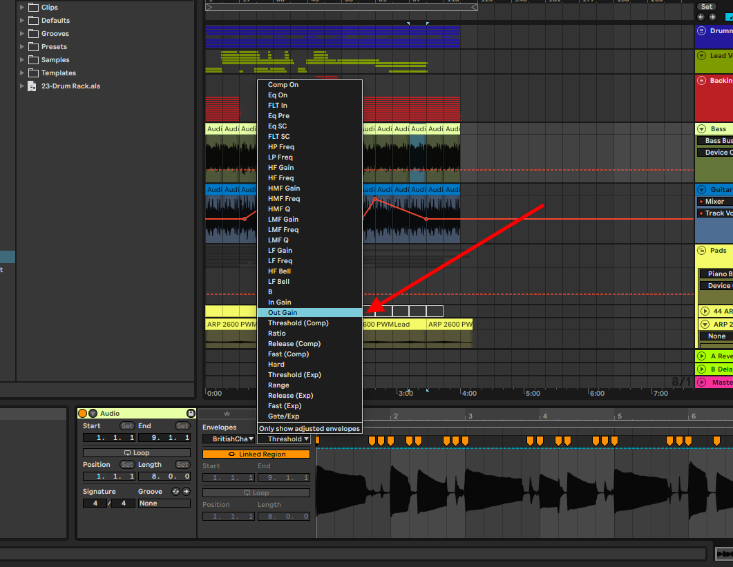 select automation parameter ableton