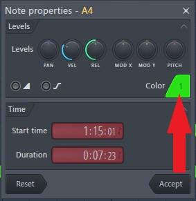 change color note properties FL Studio