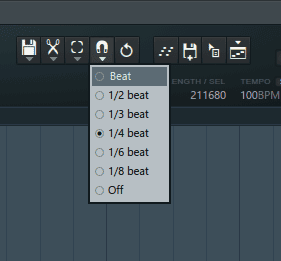 magnet icon snap to grid timing beat fl studio