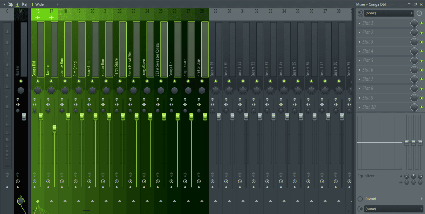 Select the mixer tracks to be sent to the bus FL Studio