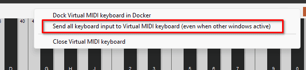 Send all keyboard input to Virtual MIDI keyboard(even when other windows active) REAPER