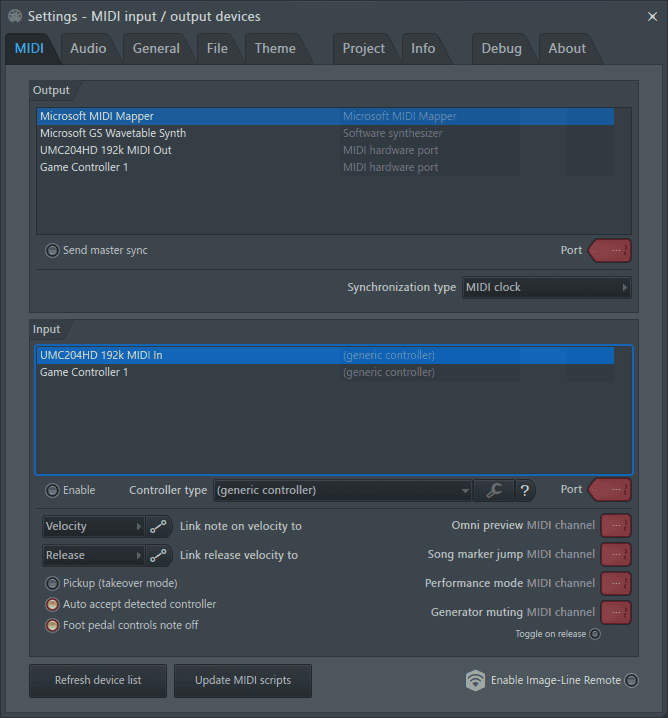 MIDI settings FL Studio