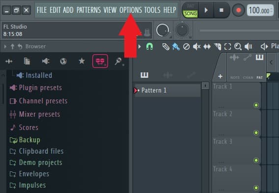 Options Toolbar FL Studio