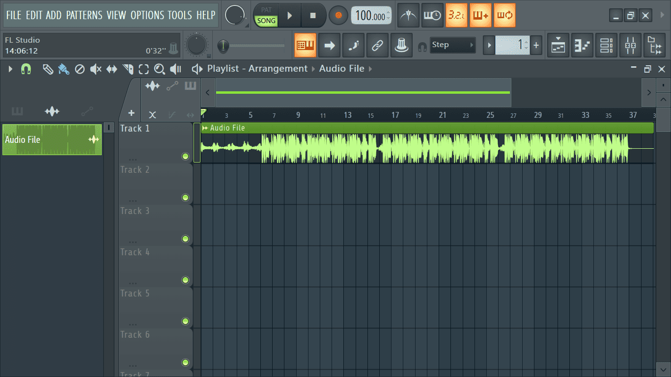 audio dragged onto playlist FL Studio