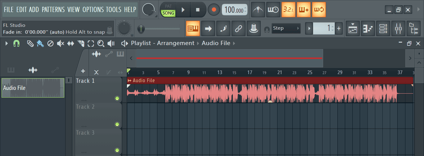 audio file in playlist FL Studio