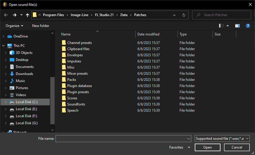 FL Studio opens file explorer