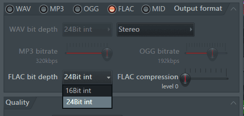 FLAC export settings FL Studio