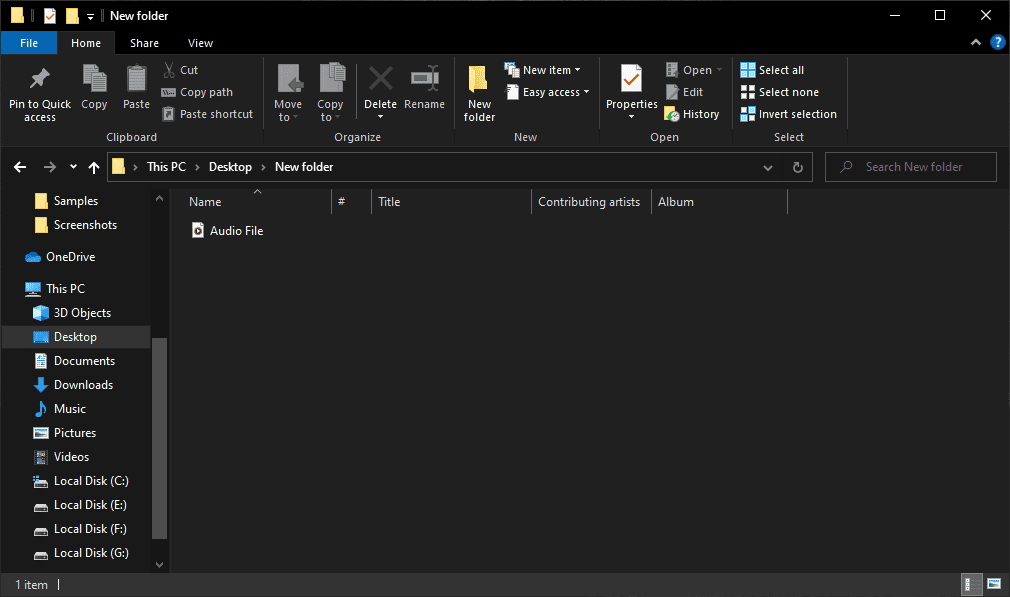 locate audio file in file explorer