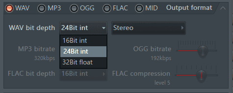 WAV export settings FL Studio