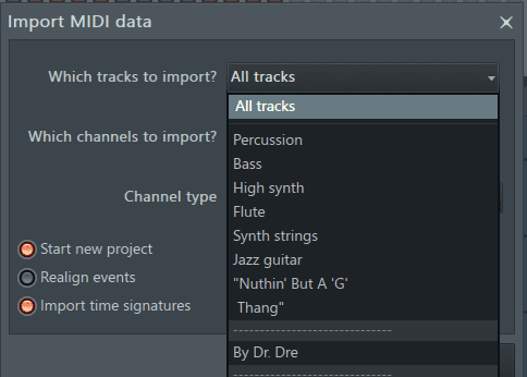 which tracks to import FL Studio