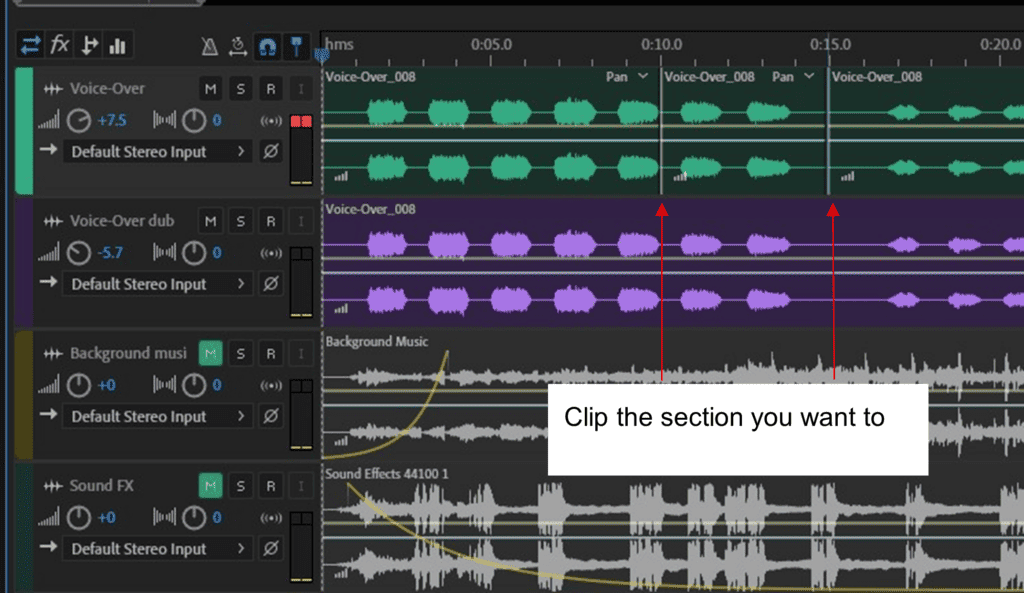 clip selection adobe audition