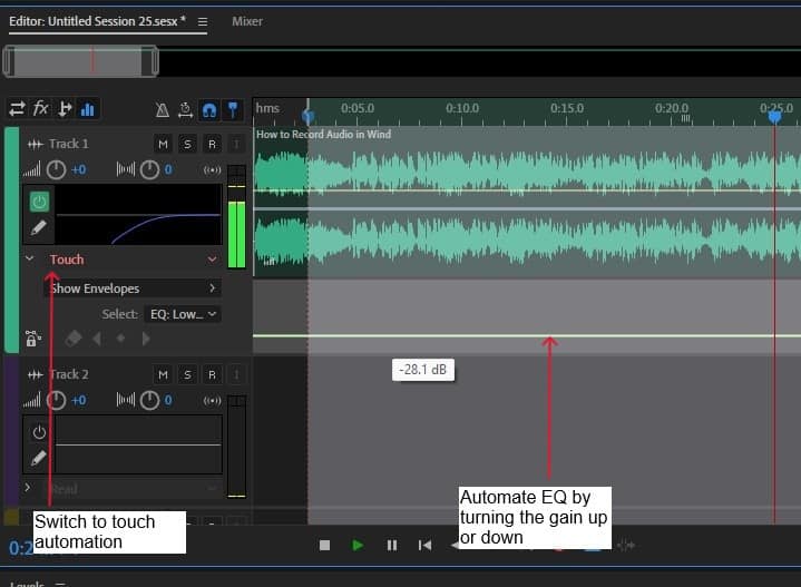 automate EQ by turning up gain adobe audition