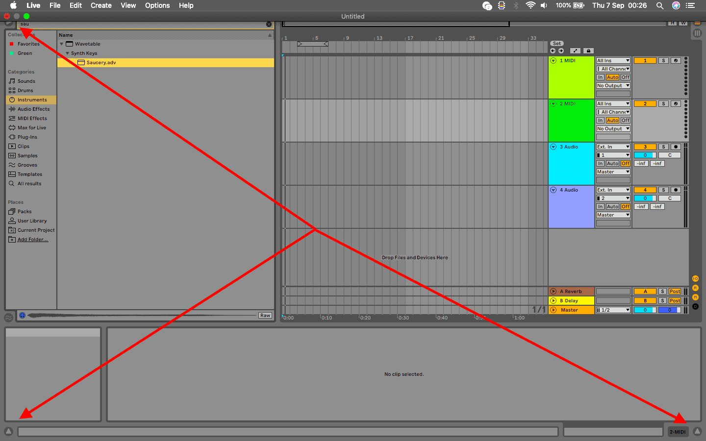 collapsing tabs ableton