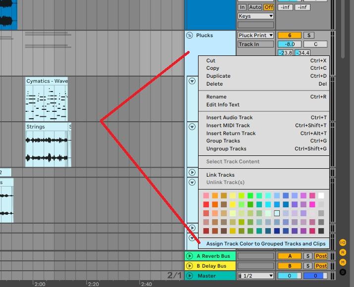 color code grouped tracks ableton