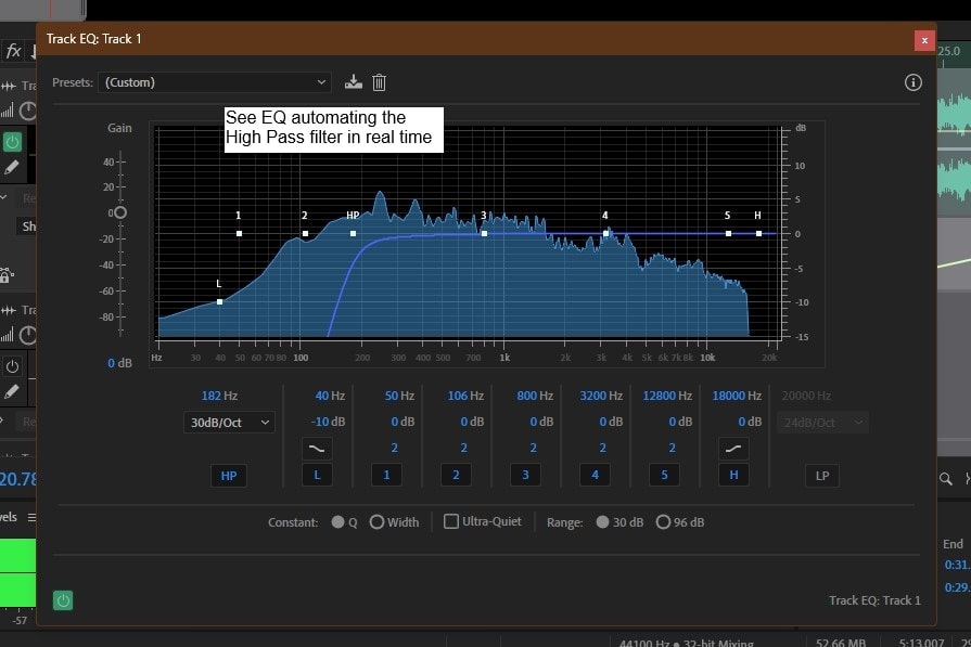 EQ automating high pass filter adobe audition