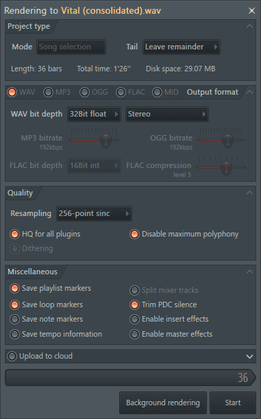 export settings FL Studio